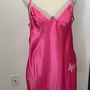 Betsey Johnson Fuchsia Satin Chemise with Lace